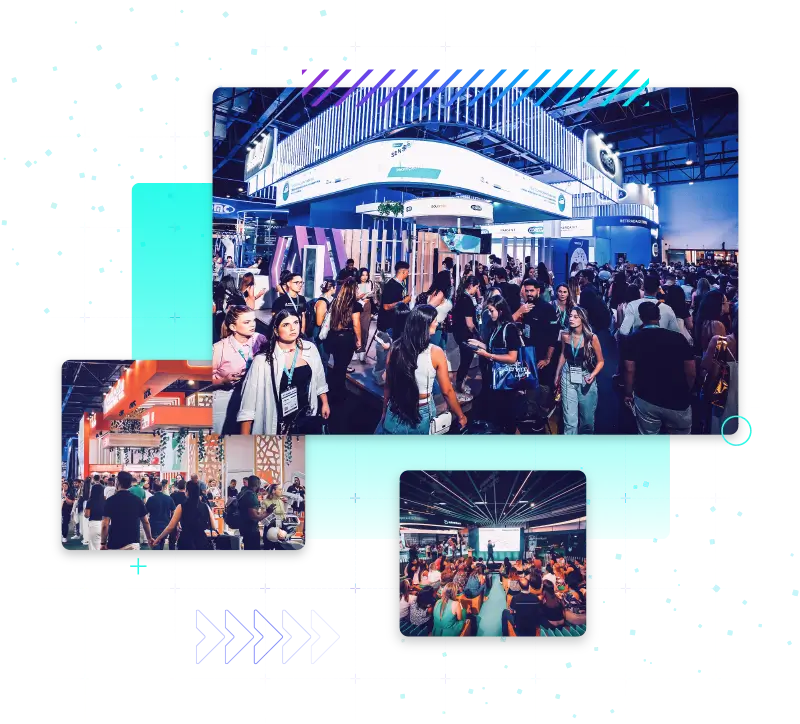 Visitantes explorando os estandes tecnológicos da feira no CIOSP